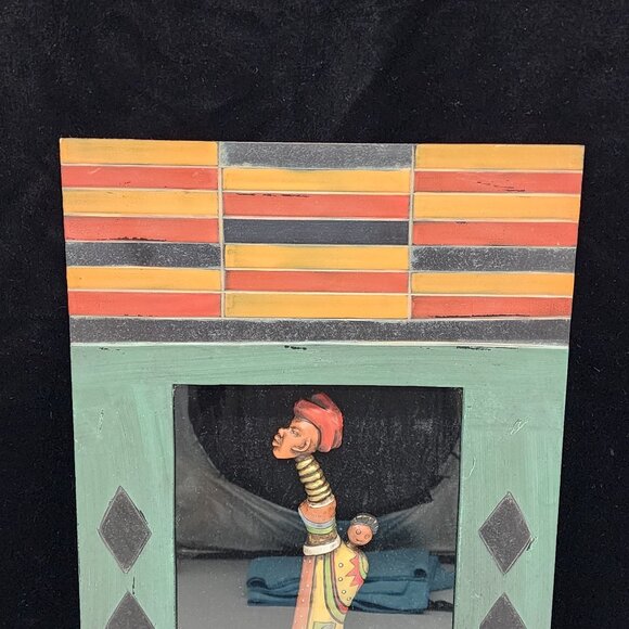 African Wall Hanging Mother Child 3D Figure Glass Covered Wooden Shadow Box - Picture 4 of 10